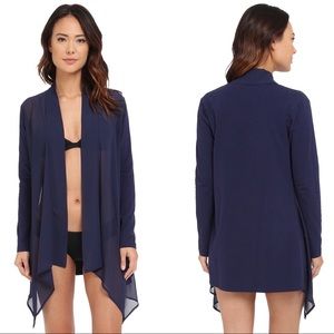 Tommy Bahama Sheer Front Cover Up, Sz L, Blue
